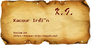 Kacsur Irén névjegykártya